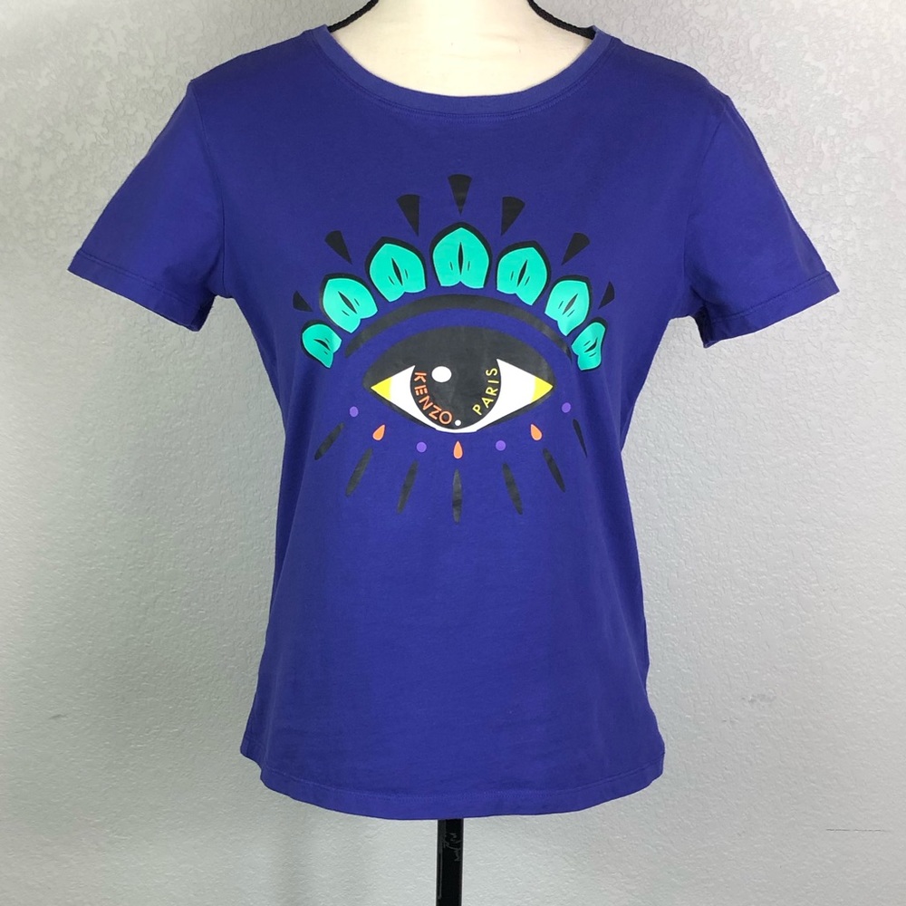 Kenzo Purple Graphic Eye Tee with Teal Accents
